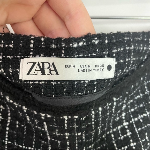 [Zara] Women's Black & White Boucle Knit High Waist Business Office Pants - Picture 4 of 8